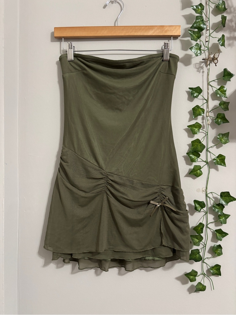 Olive Green Strapless Dress